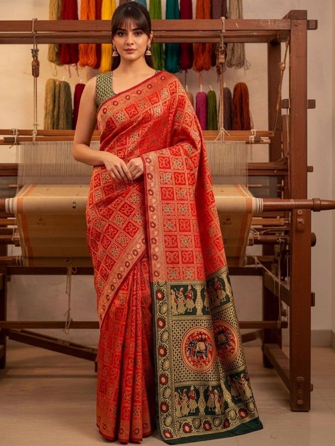 SZN Ethnic Motifs Zari Silk Blend Handloom Banarasi Saree - view 1