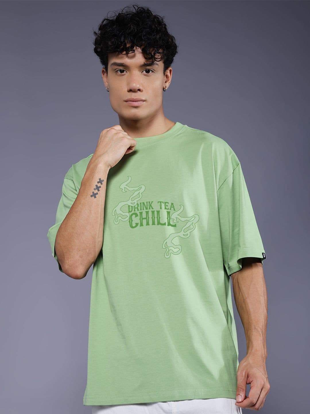 PRONK Lime Green Oversized Typography T-shirt thumbnail 4