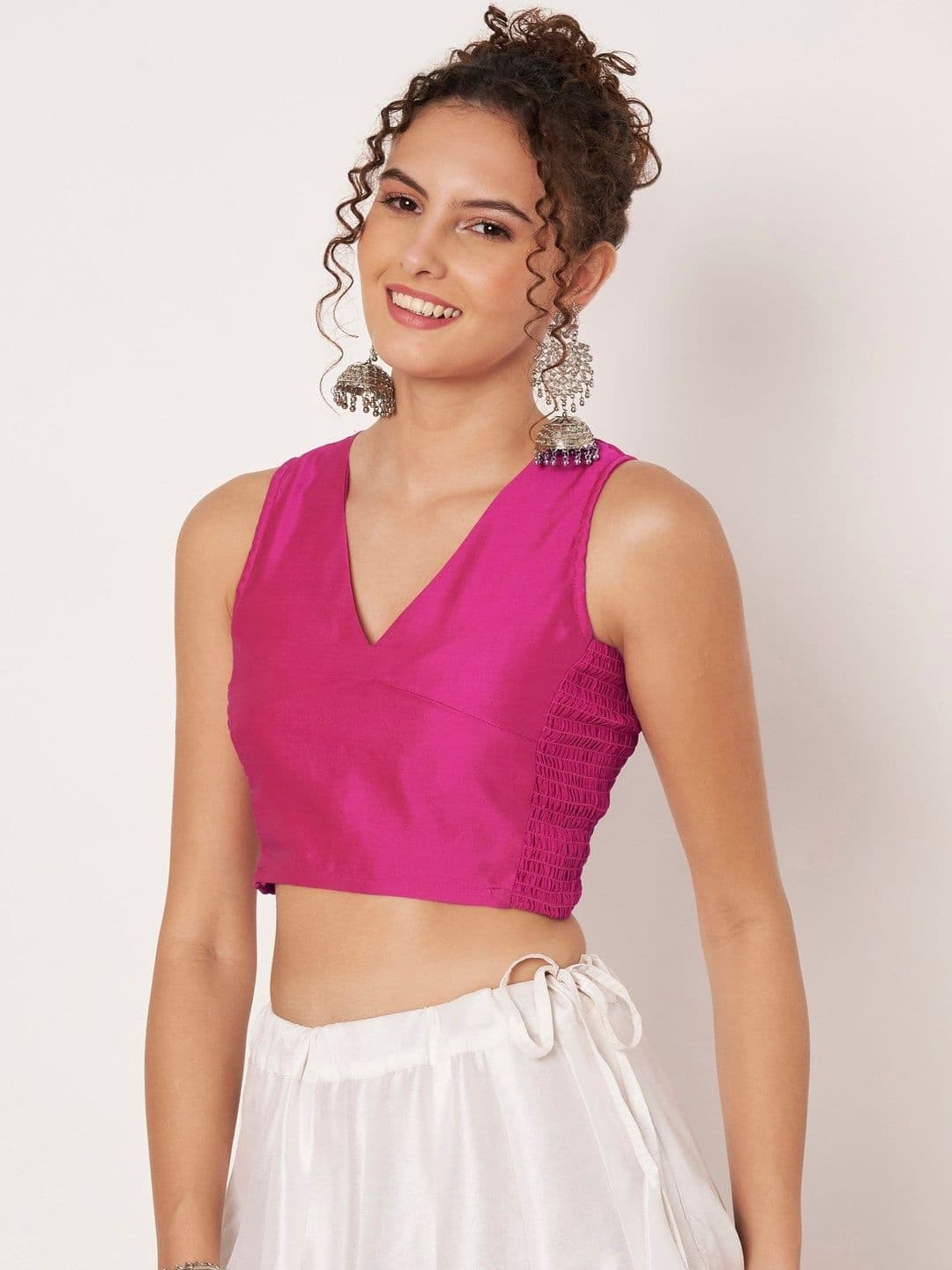 studio rasa Women Silk Blend Stretchable Saree Blouse thumbnail 5