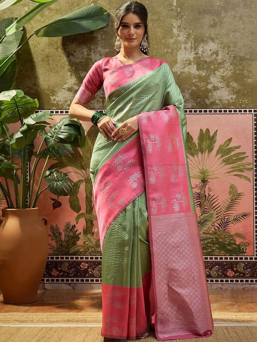 Sangria Woven Design Banarasi Sarees - view 1