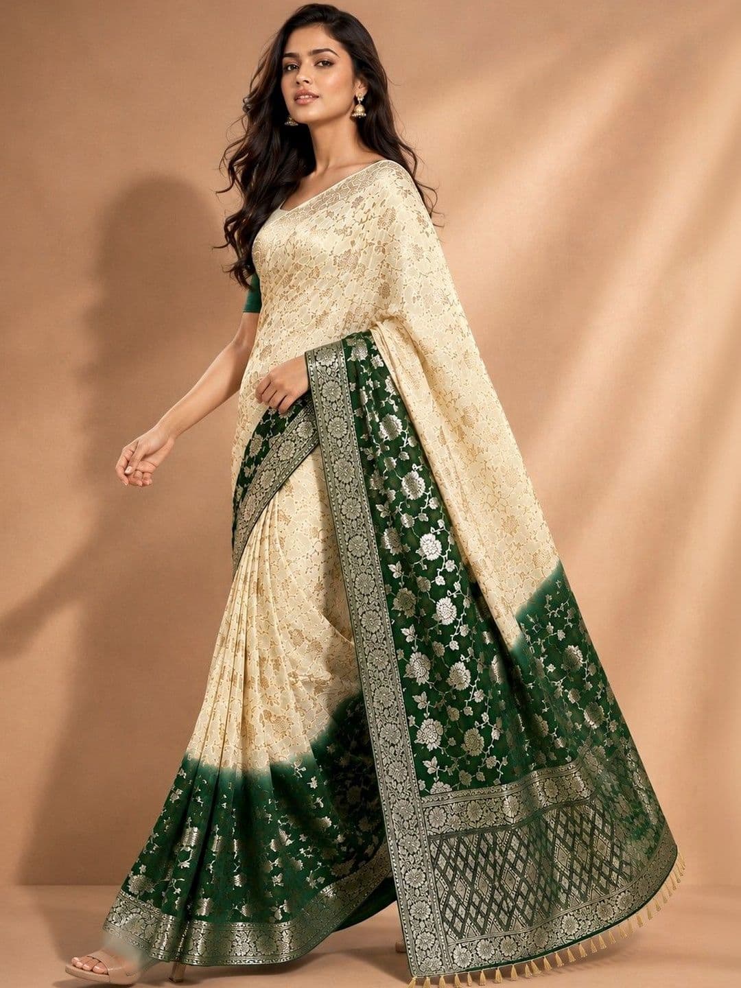 Mitera Ethnic Motifs Woven Design Zari Silk Blend Saree thumbnail 5
