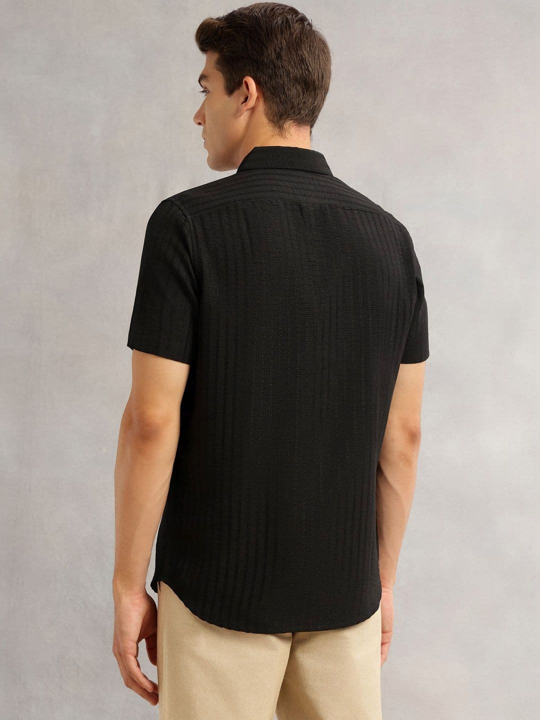 Thomas Scott Men Regular Fit Short Sleeves Spread Collar Polyester Casual Shirt thumbnail 4