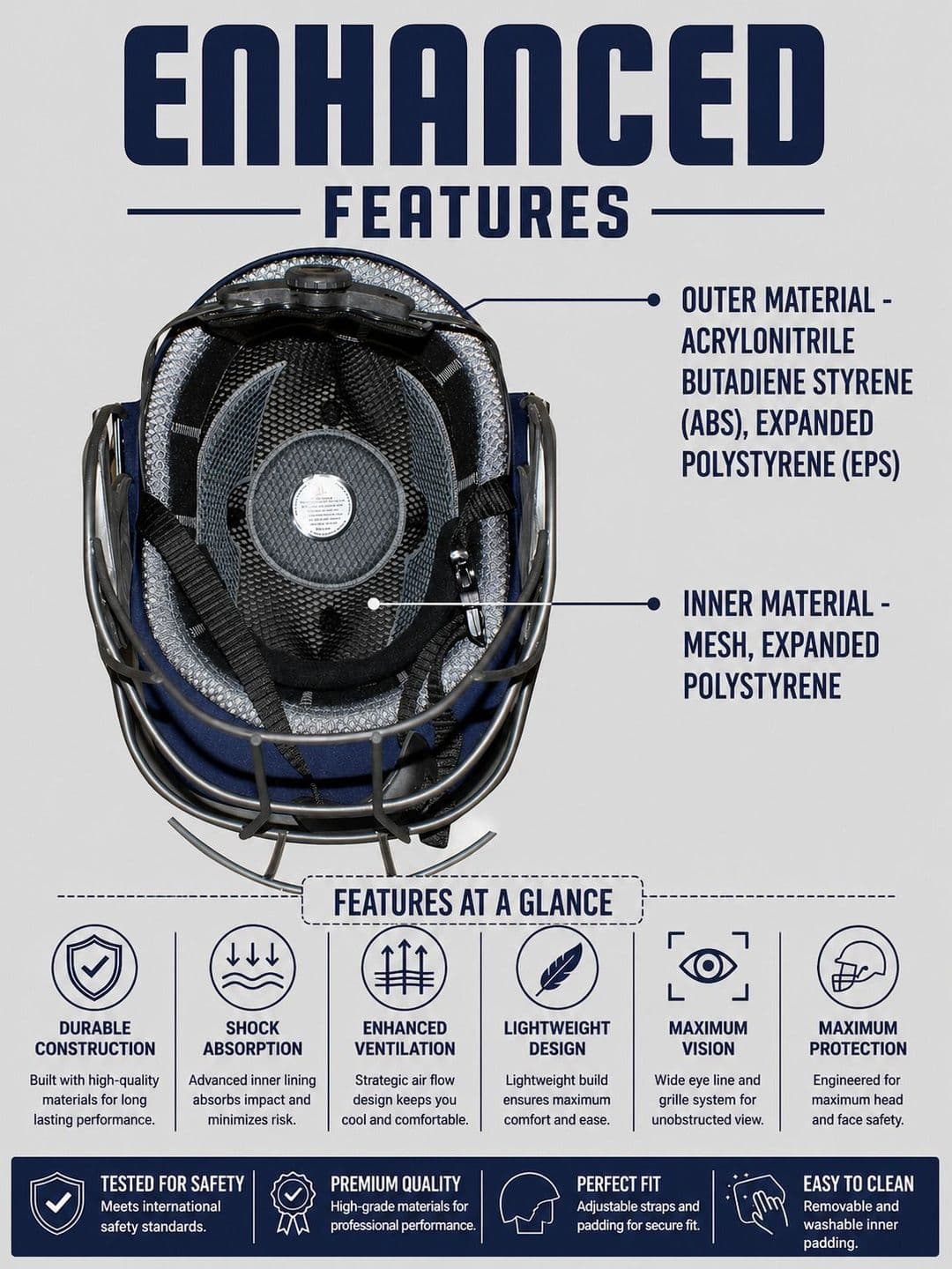 UG Sports Test Series Cricket Helmet With Adjustment Strap thumbnail 4