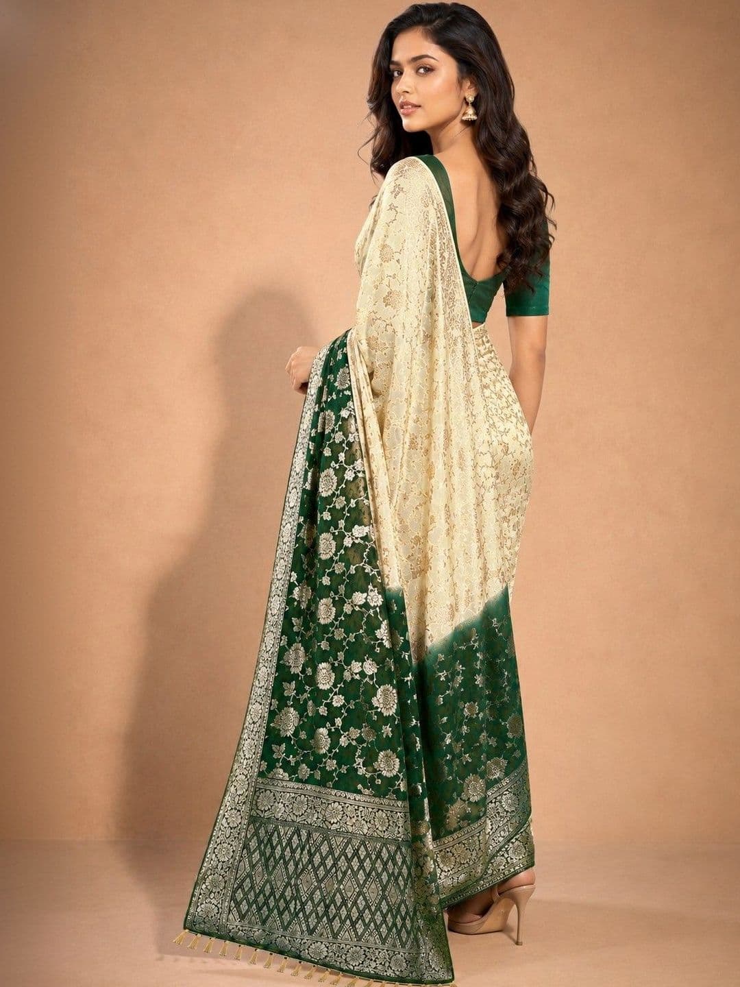 Mitera Ethnic Motifs Woven Design Zari Silk Blend Saree thumbnail 2