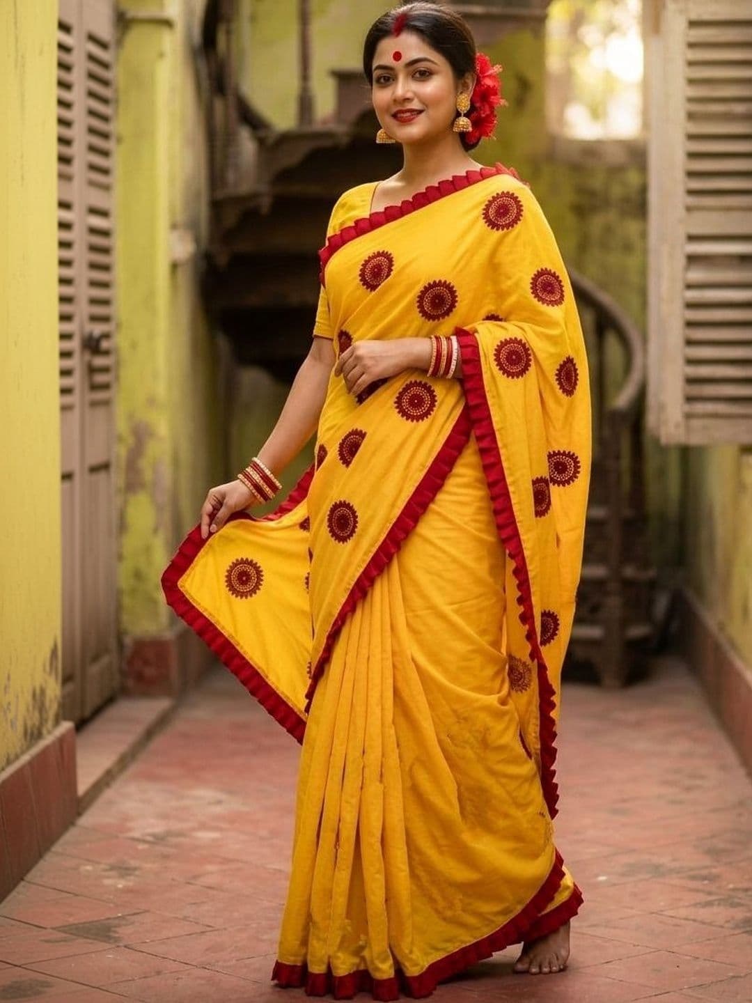 Monamaar Ethnic Motifs Embroidered Silk Cotton Saree thumbnail 4