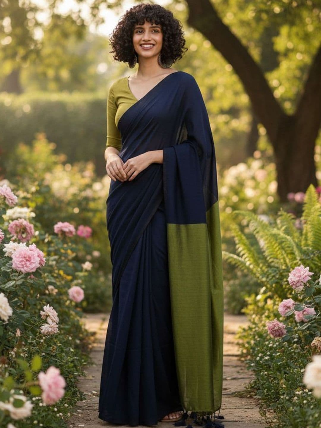 all about you Colourblocked Handloom Khadi Saree thumbnail 4