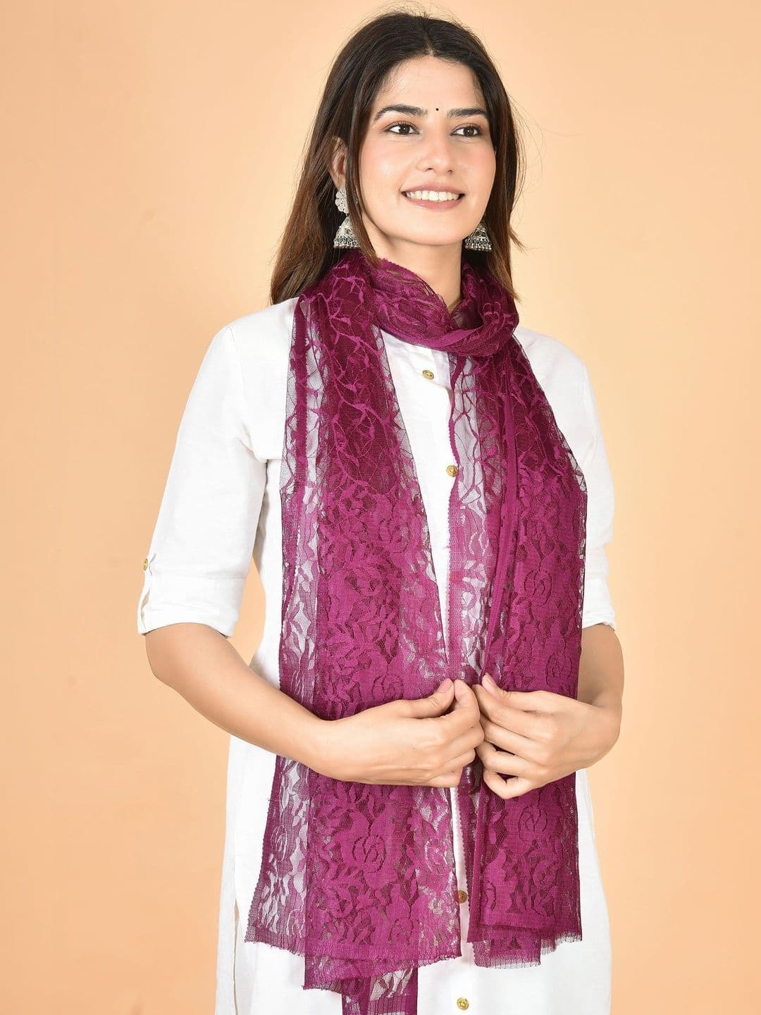 Kuhika Pack Of 4 Woven Design Dupatta thumbnail 2