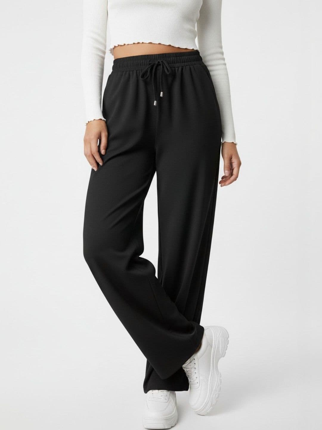 SZN Pack Of 2 Women Straight Fit High-Rise Easy Wash Trousers thumbnail 2