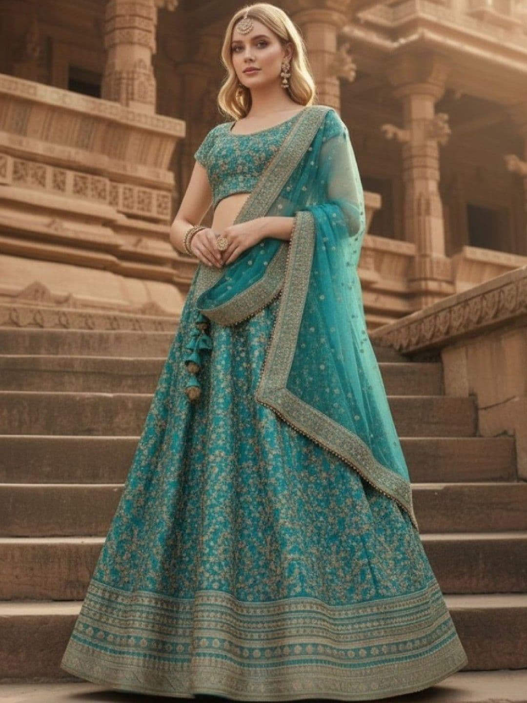SUTRAAYA Embroidered Work Ready to Wear Lehenga & Blouse With Dupatta thumbnail 2