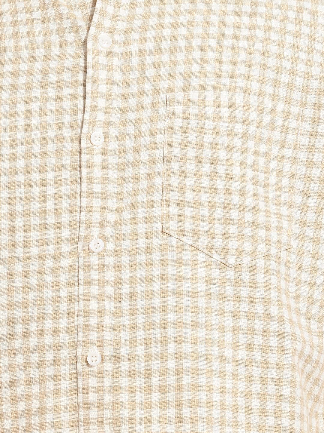 Mast & Harbour Checked Cotton Linen Casual Shirt thumbnail 4