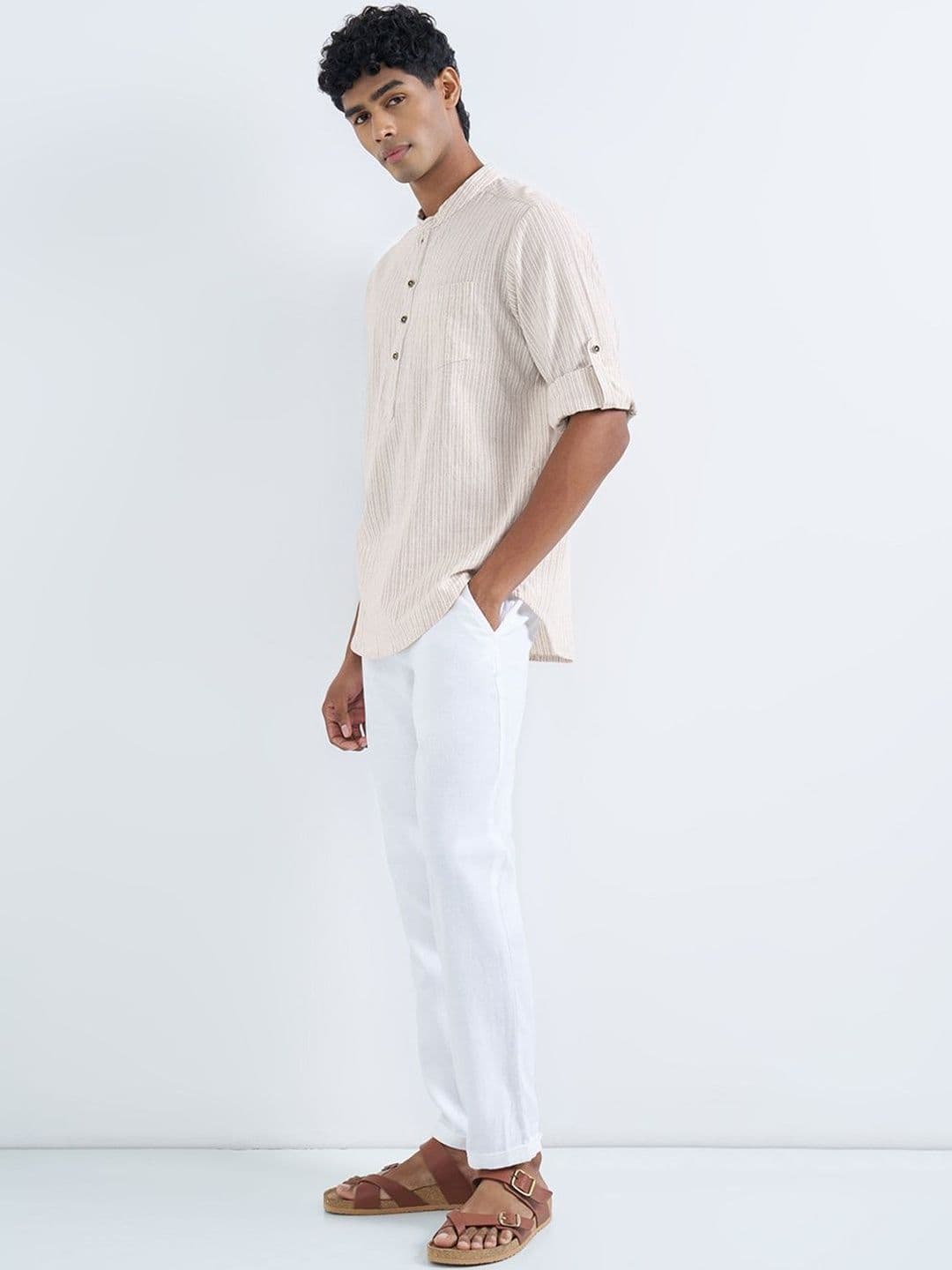 indus route by Pantaloons Men Dobby Kurta thumbnail 6