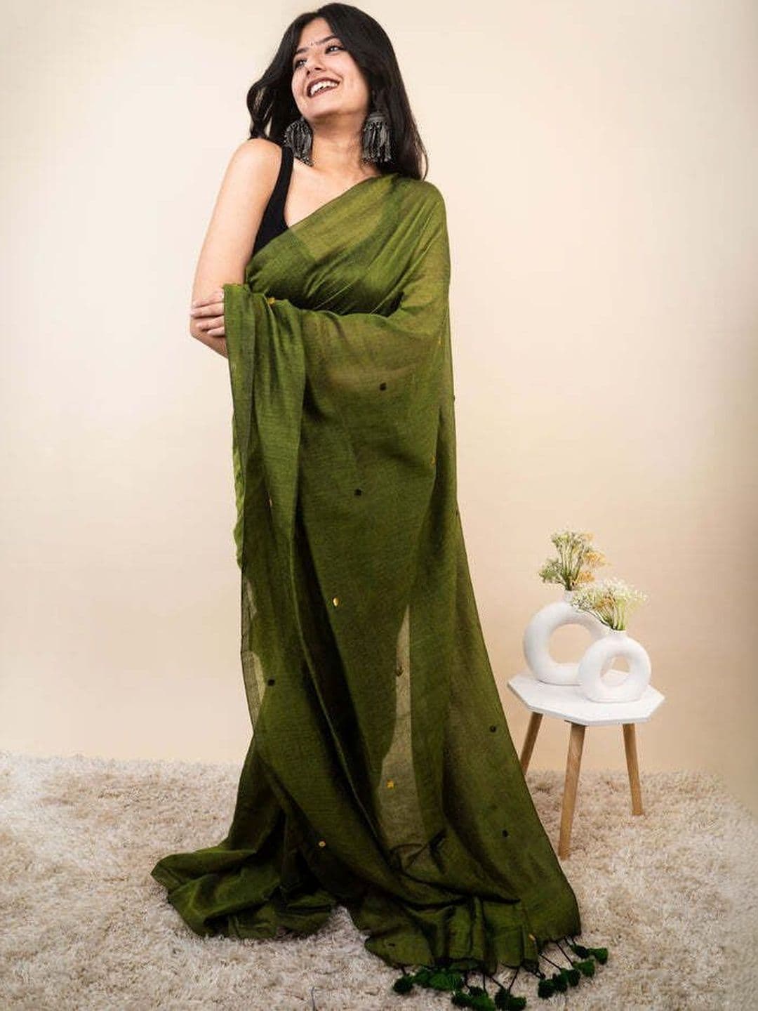 sourav biswas Sequinned Pure Cotton Handloom Saree thumbnail 2