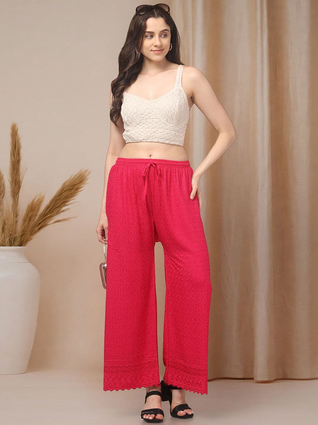 KGFONECLOTH Women Embroidered Knitted Ethnic Palazzos thumbnail 5
