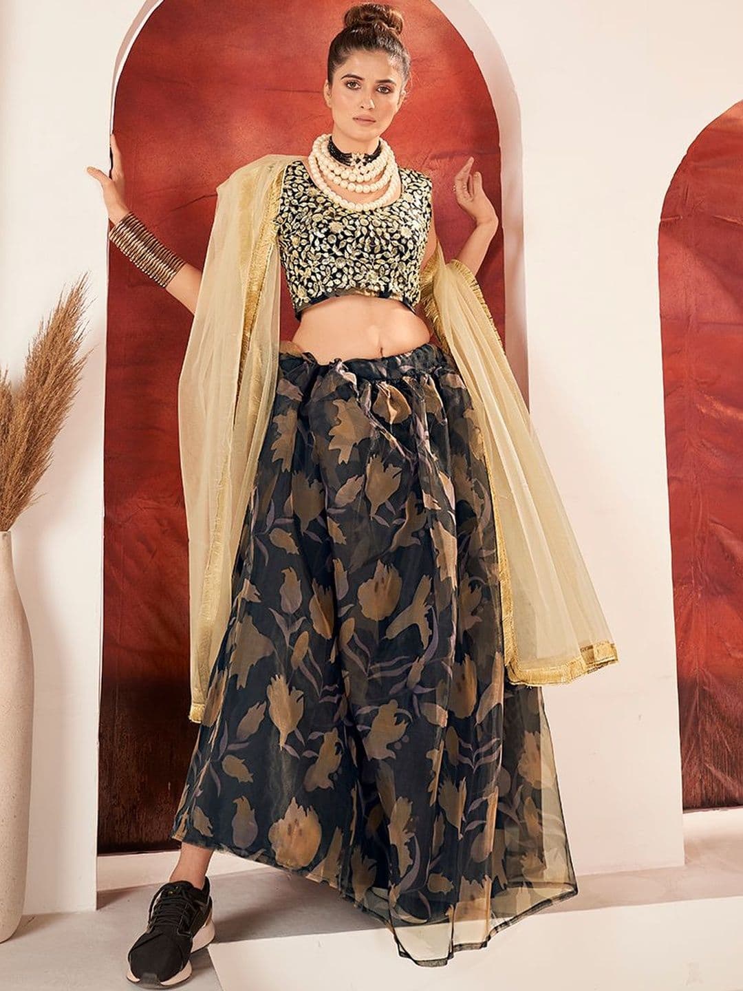 House of Pataudi Embroidered Flared Lehenga Choli thumbnail 3