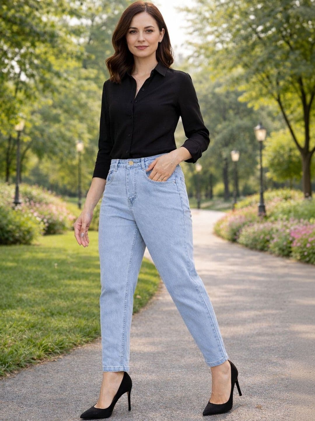 HERE&NOW Women High-Rise Light Fade Stretchable Jeans thumbnail 3