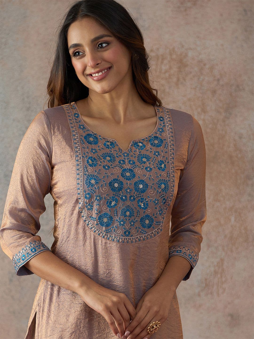 Anouk Mirage Women Ethnic Motifs Embroidered Regular Thread Work Kurta with Palazzos thumbnail 5