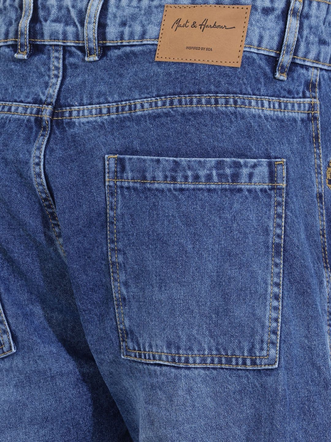 Mast & Harbour Men Relaxed Fit Cargo Pure Cotton Jeans thumbnail 2