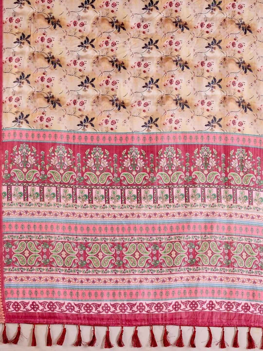 HERE&NOW Floral Pure Cotton Jamdani Saree thumbnail 4