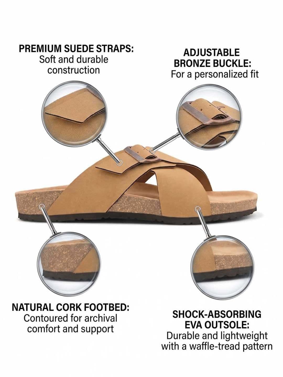 HERE&NOW Men Leather Comfort Sandals thumbnail 6