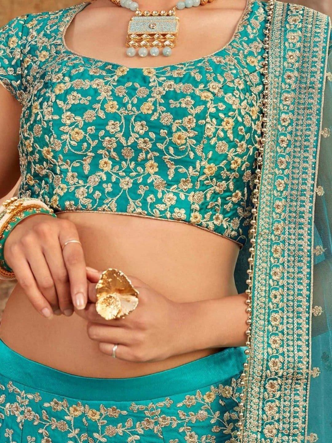 SUTRAAYA Embroidered Work Ready to Wear Lehenga & Blouse With Dupatta thumbnail 4