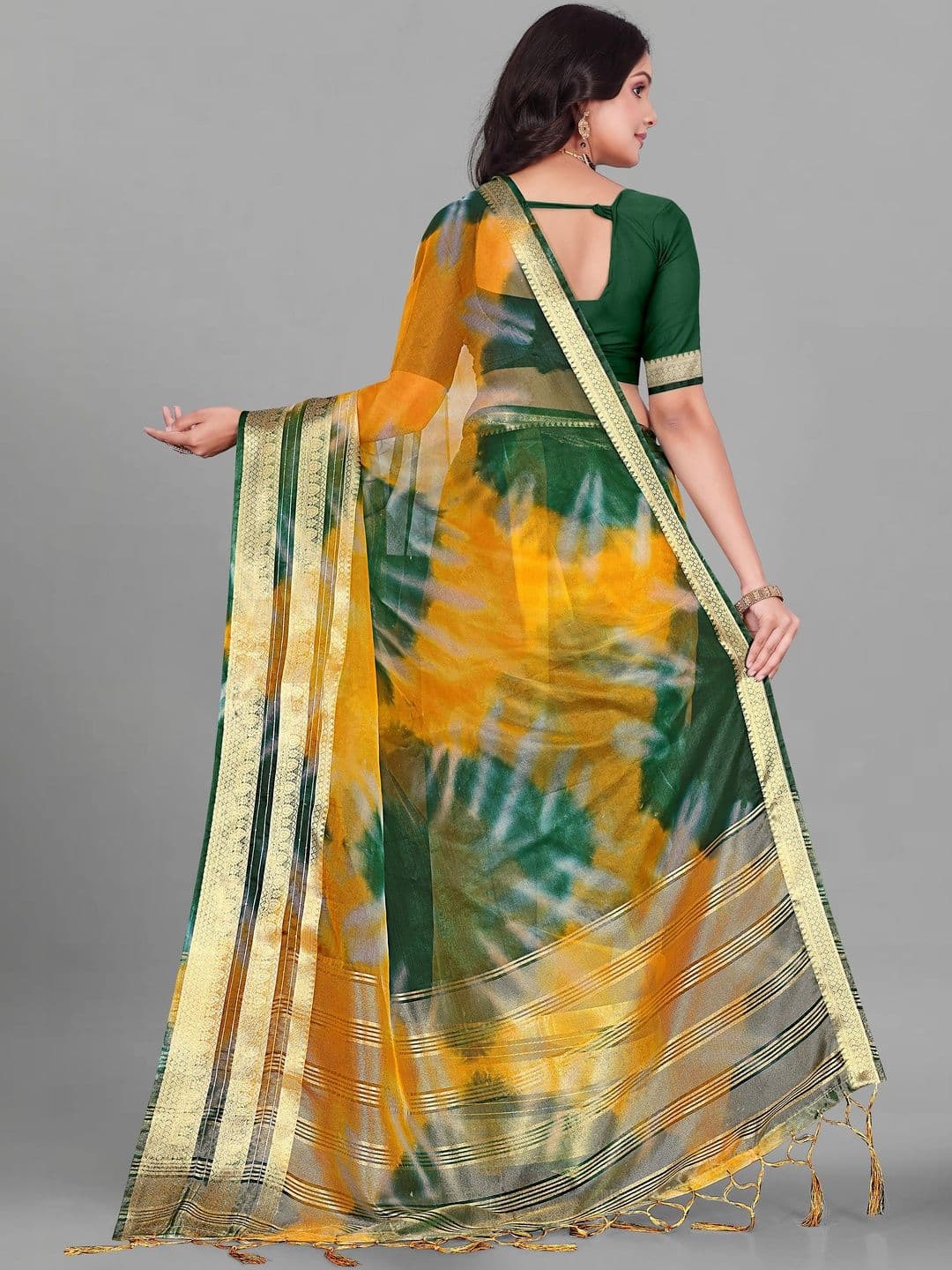 KOTHARI SBT Tie and Dye Organza Handloom Bandhani Saree thumbnail 7