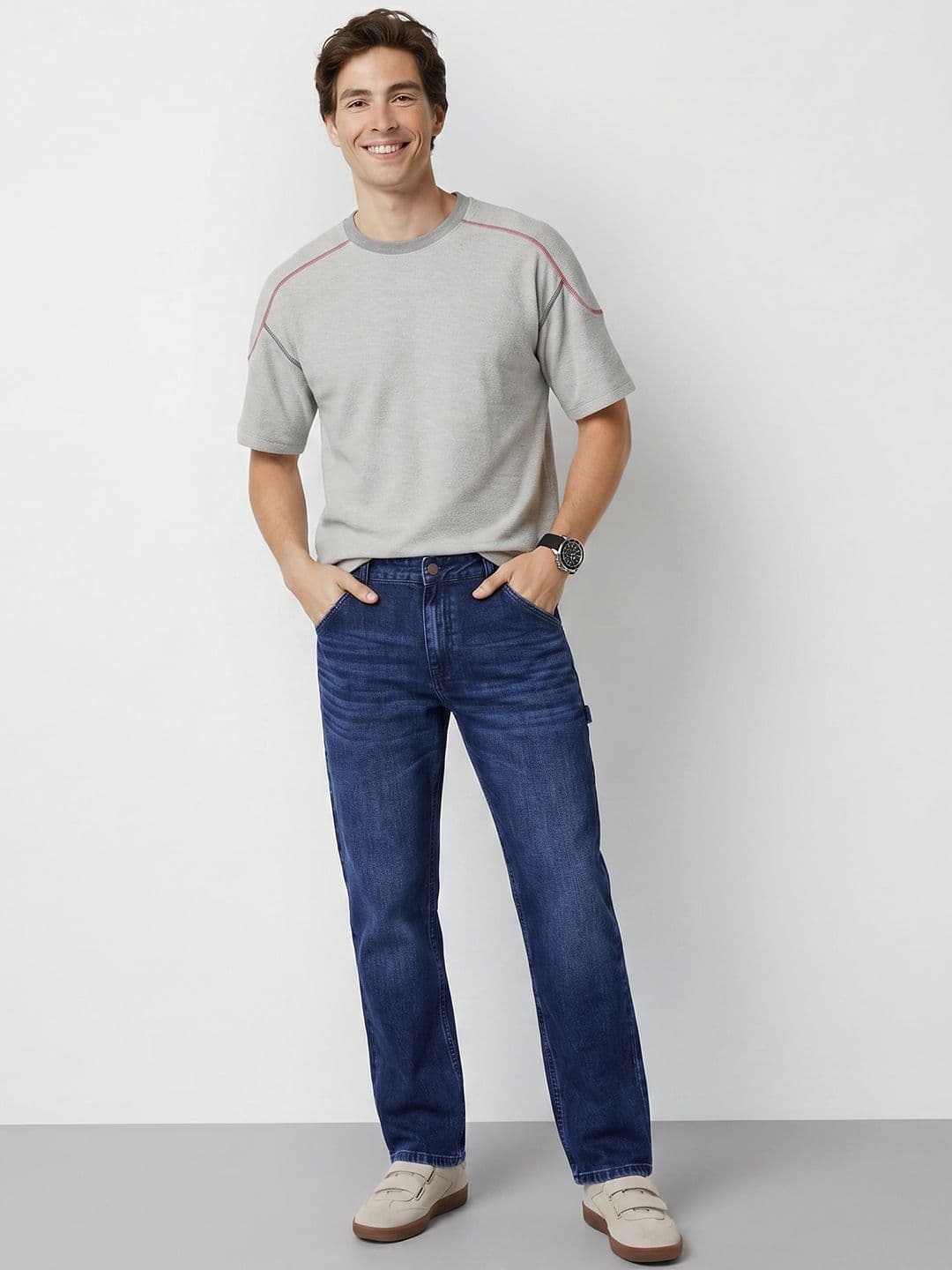 Mast & Harbour Men Straight Fit Pure Cotton Jeans thumbnail 7