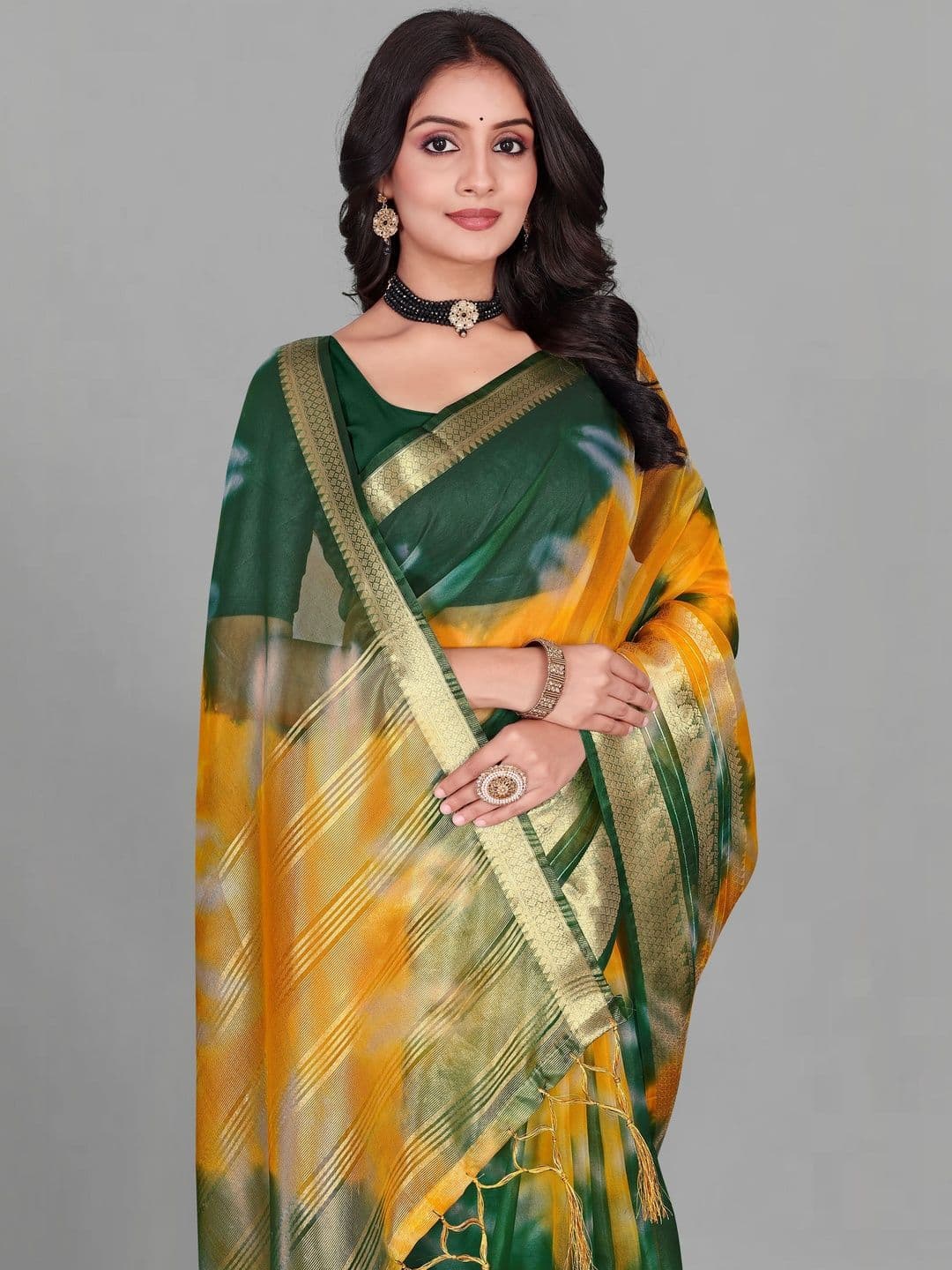 KOTHARI SBT Tie and Dye Organza Handloom Bandhani Saree thumbnail 3