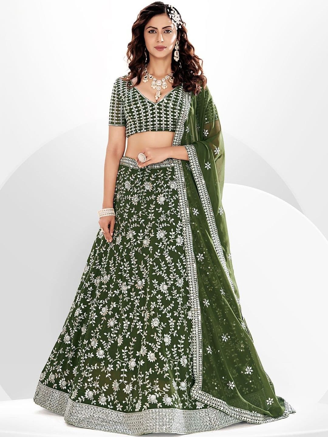 House of Pataudi Embroidered Flared Lehenga Choli  With Dupatta - view 1