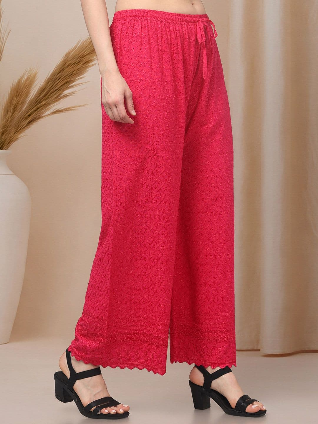 KGFONECLOTH Women Embroidered Knitted Ethnic Palazzos thumbnail 3
