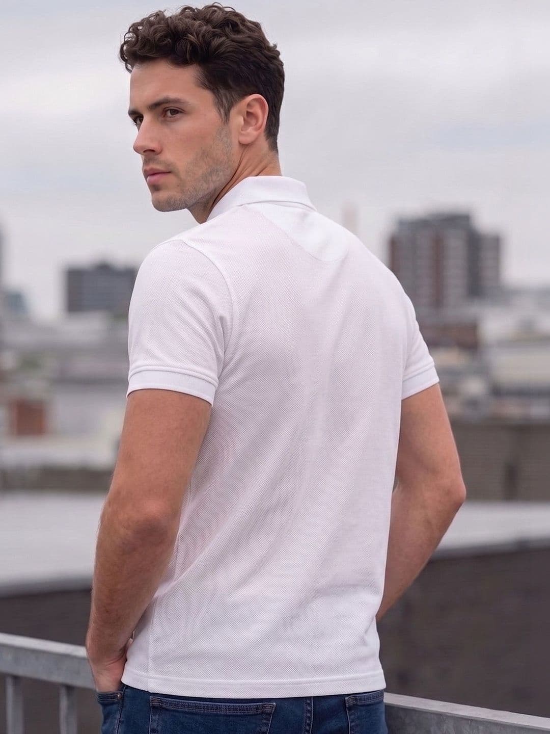 Utopium Men Brand Logo Polo Collar T-shirt thumbnail 2