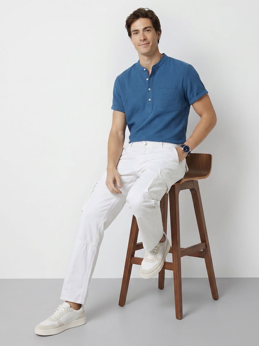 Mast & Harbour Men Relaxed Fit Pure Cotton Cargo Jeans thumbnail 6