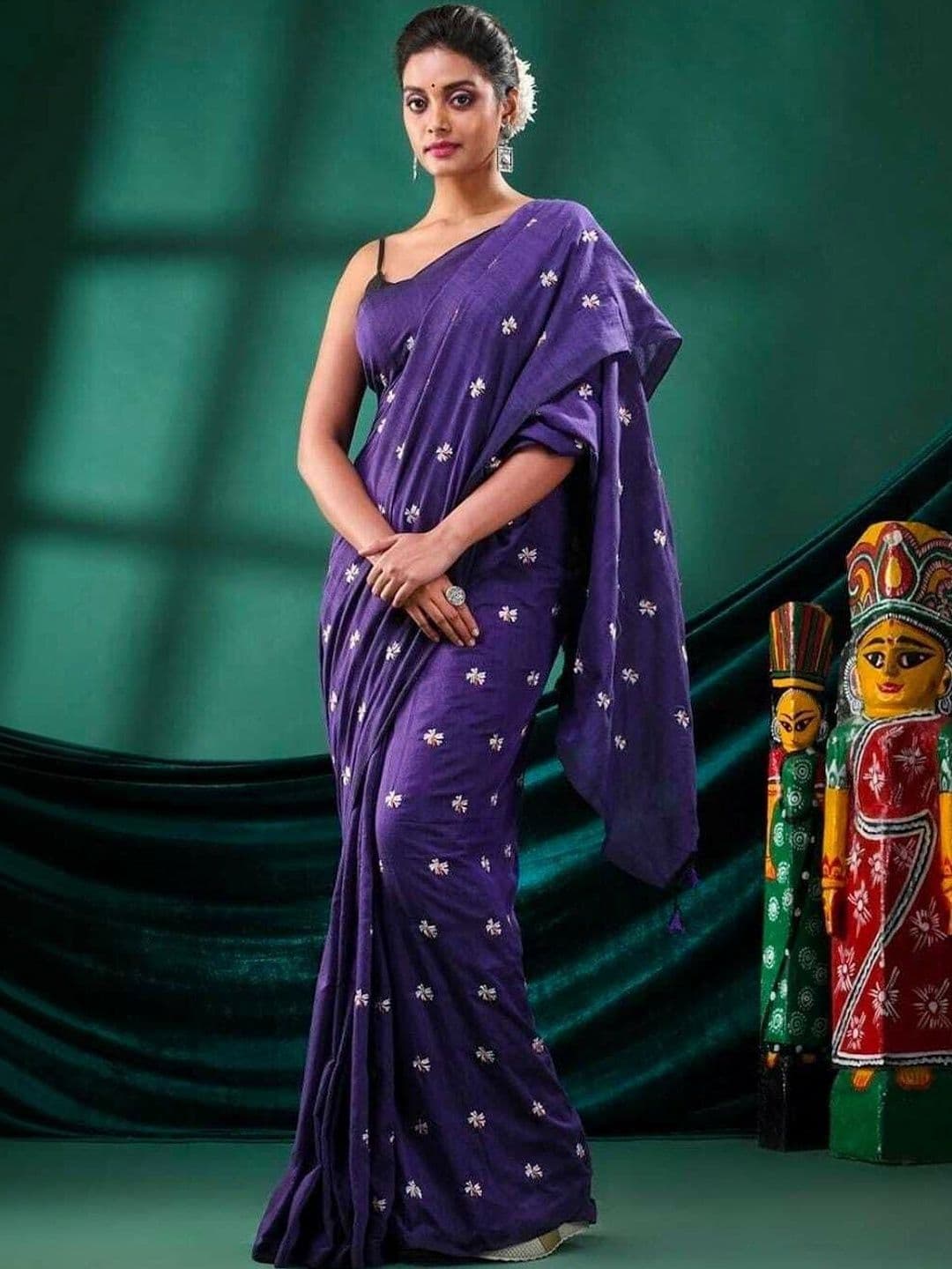 all about you Embellished Embroidered Handloom Khadi Saree - view 1