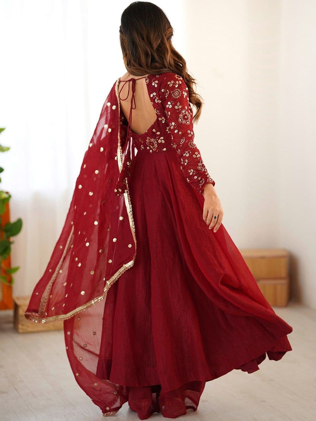 all about you Women Ethnic Motifs Embroidered Empire Sequinned Kurta with Palazzos & With Dupatta thumbnail 7