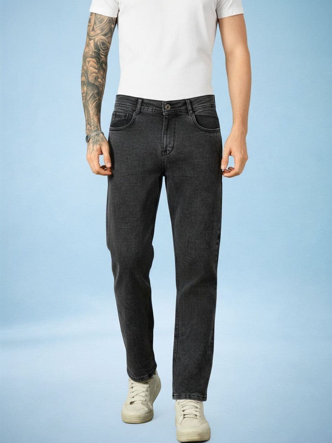 Kook N Keech Men Classic Straight Fit Mid-Rise Light Fade Stretchable Jeans thumbnail 2