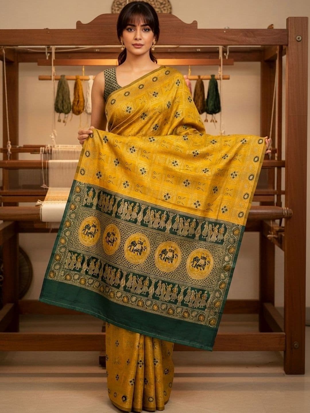 SZN Ethnic Motifs Zari Silk Blend Handloom Banarasi Saree thumbnail 3
