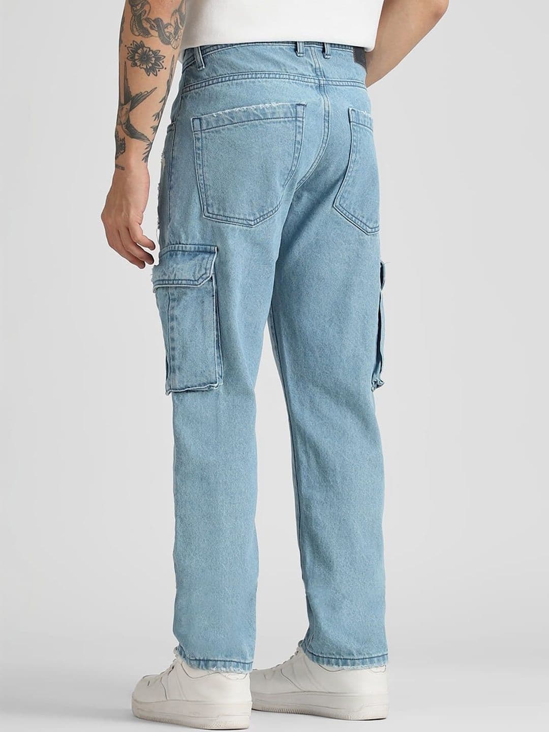 Klub Fox Men Faded Straight Fit Denim  Cargos Jeans thumbnail 3