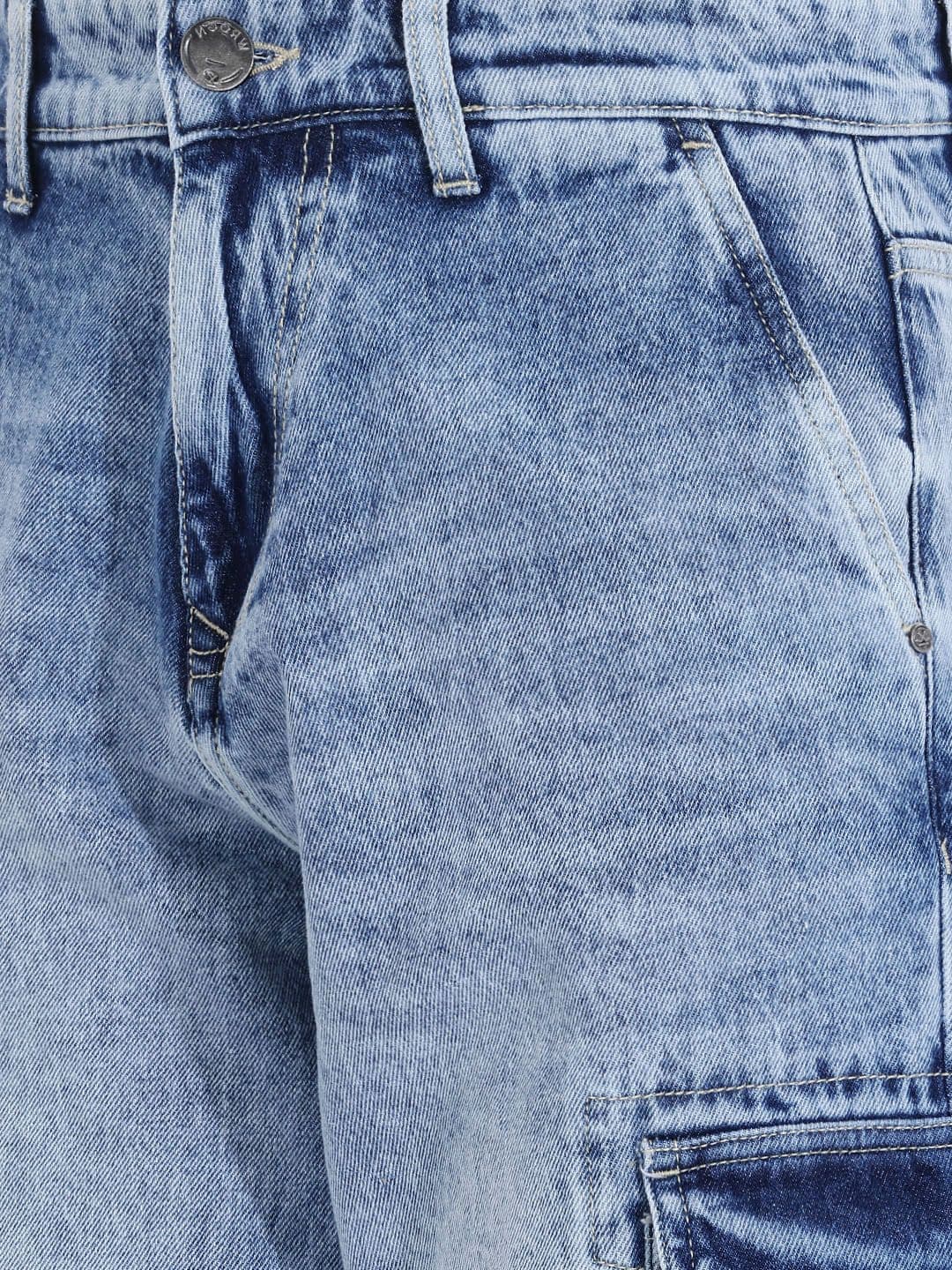 WROGN Men Loose Fit Cargo Pure Cotton Heavy Fade Jeans thumbnail 3