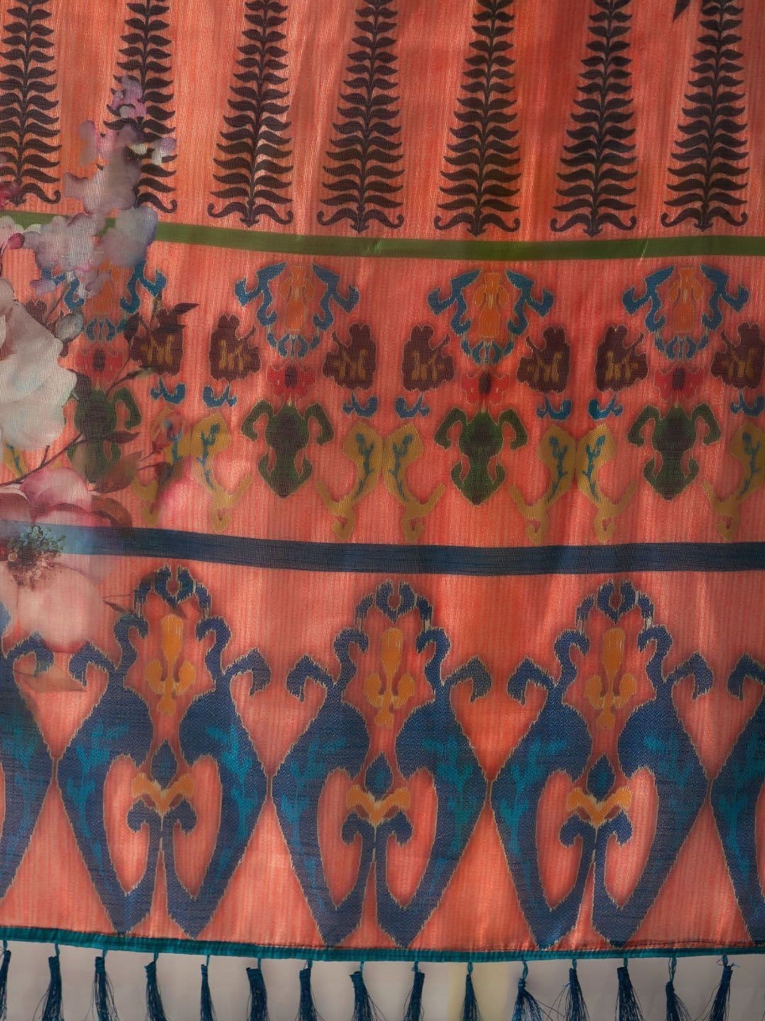 HERE&NOW Floral Pure Cotton Handloom Jamdani Saree thumbnail 2