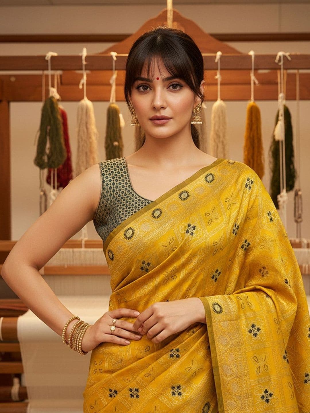 SZN Ethnic Motifs Zari Silk Blend Handloom Banarasi Saree thumbnail 6