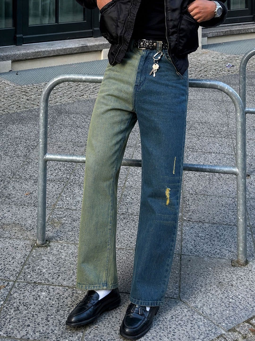 MASCLN SASSAFRAS Men Relaxed Fit Low Distress Colourblocked Pure Cotton Jeans - view 1