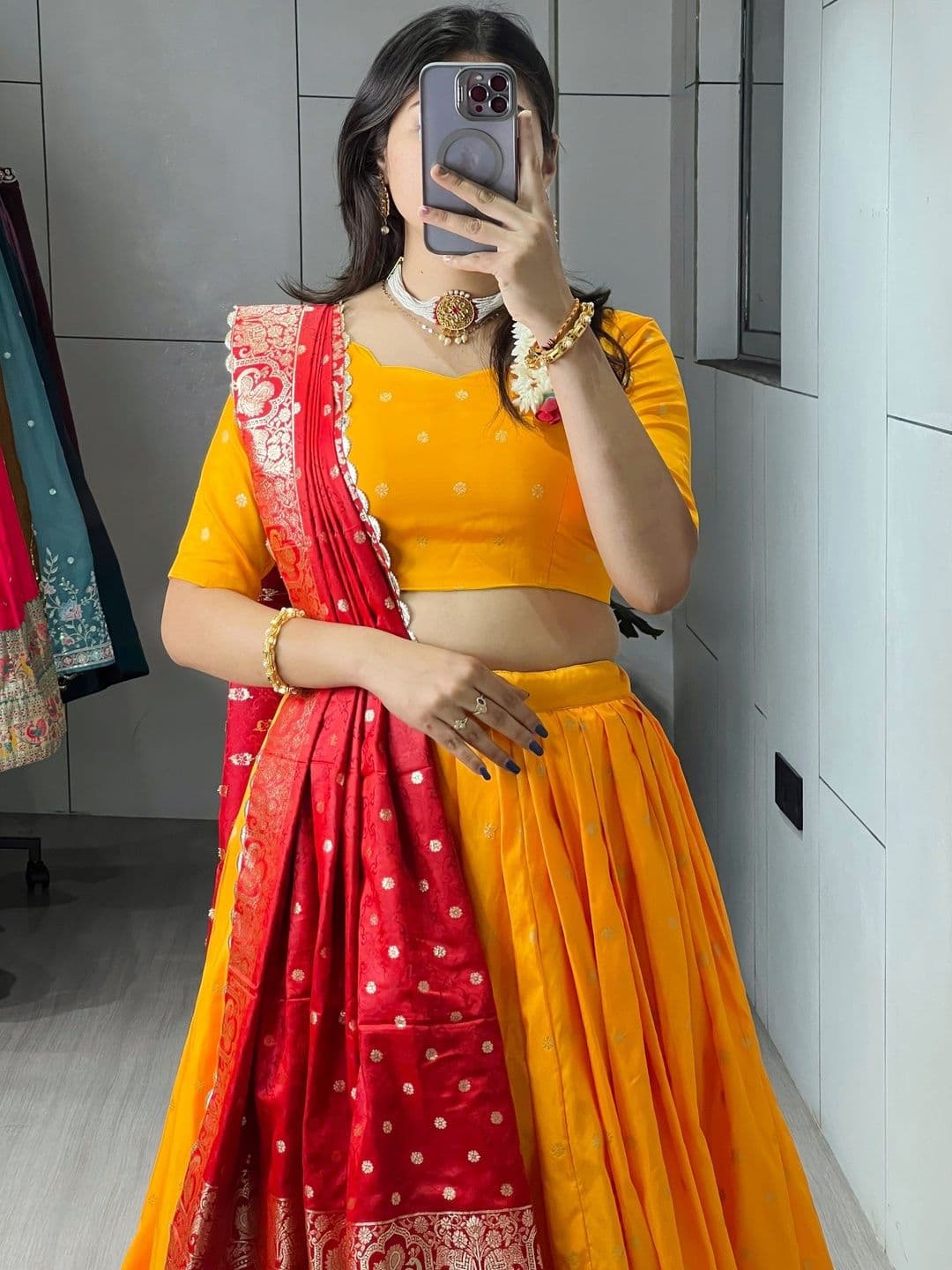 GROOTINN Ready to Wear Lehenga & Unstitched Blouse With Dupatta thumbnail 4