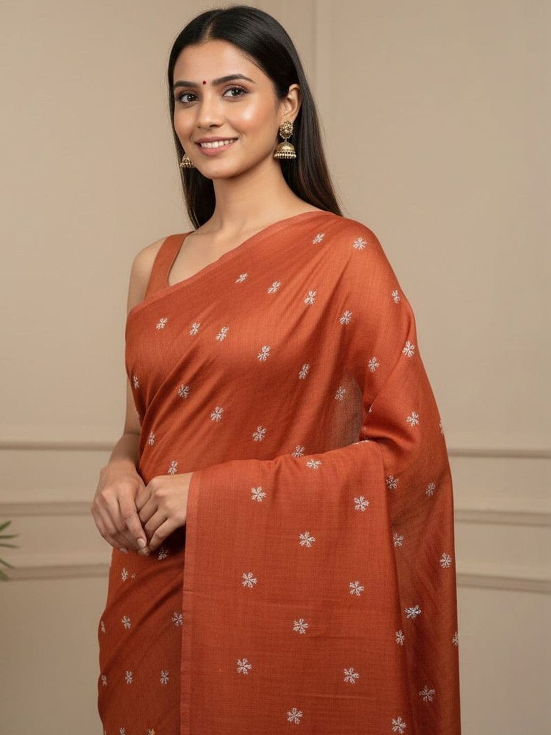 all about you Floral Embroidered Handloom Khadi Saree thumbnail 5