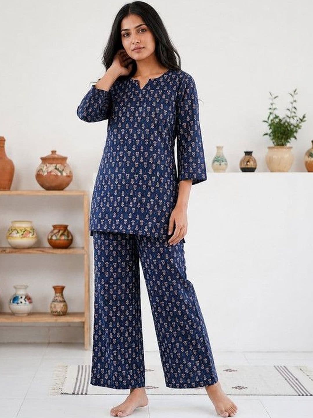 DESI HULIA Women Ethnic Motifs Printed Regular Kurta with Palazzos thumbnail 3