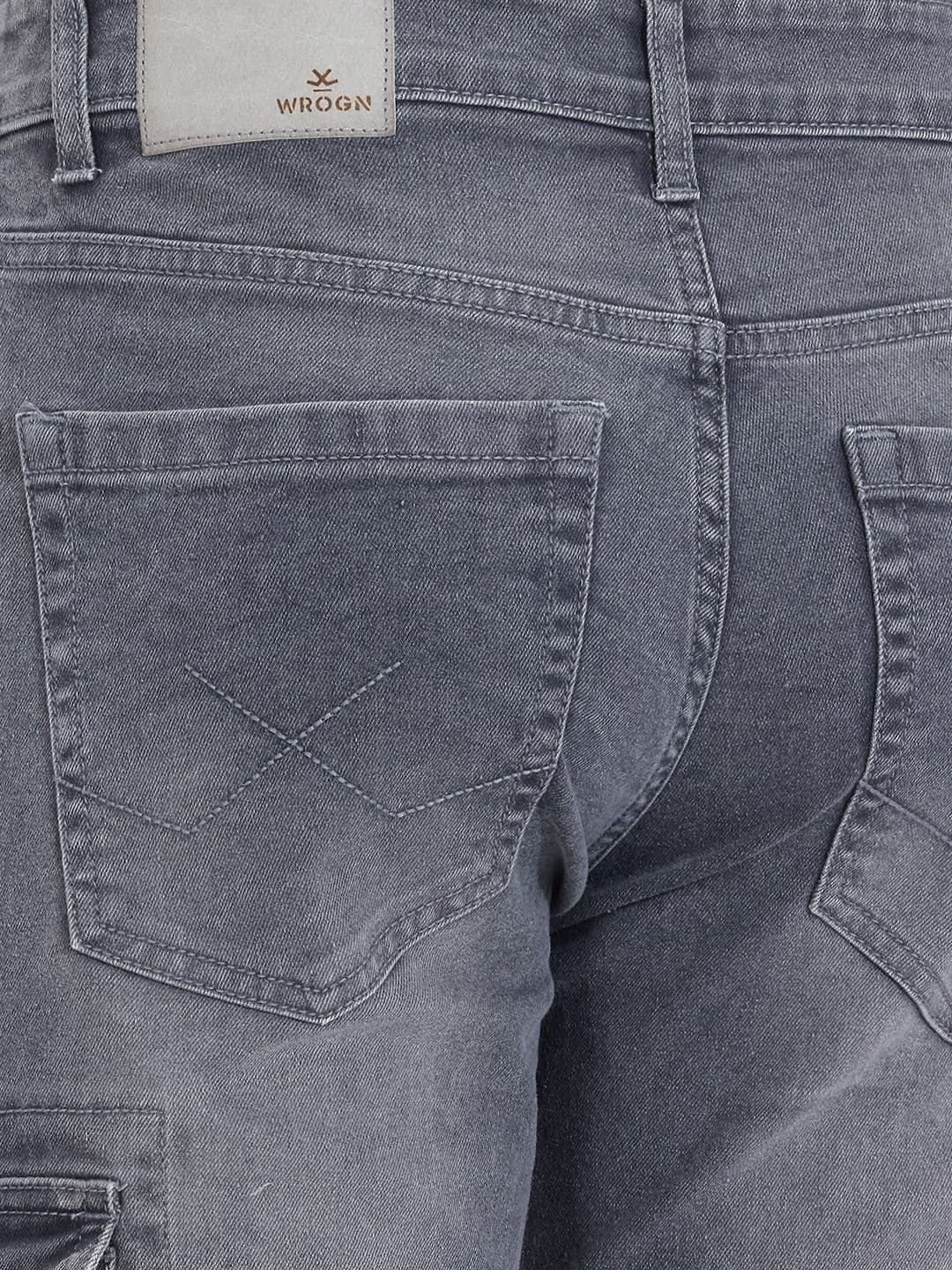 WROGN Men Straight Cargo Fit Light Fade Stretchable Jeans thumbnail 5