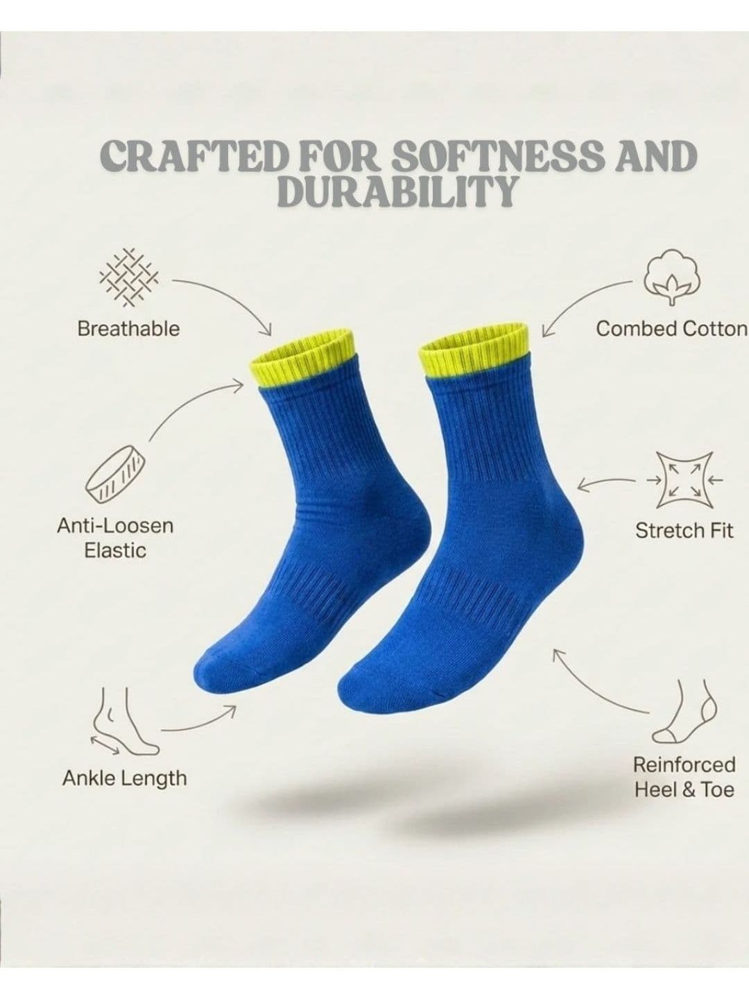 Sockscarving Unisex Pack of 3 Cotton Colourblocked Ankle Length Socks thumbnail 3