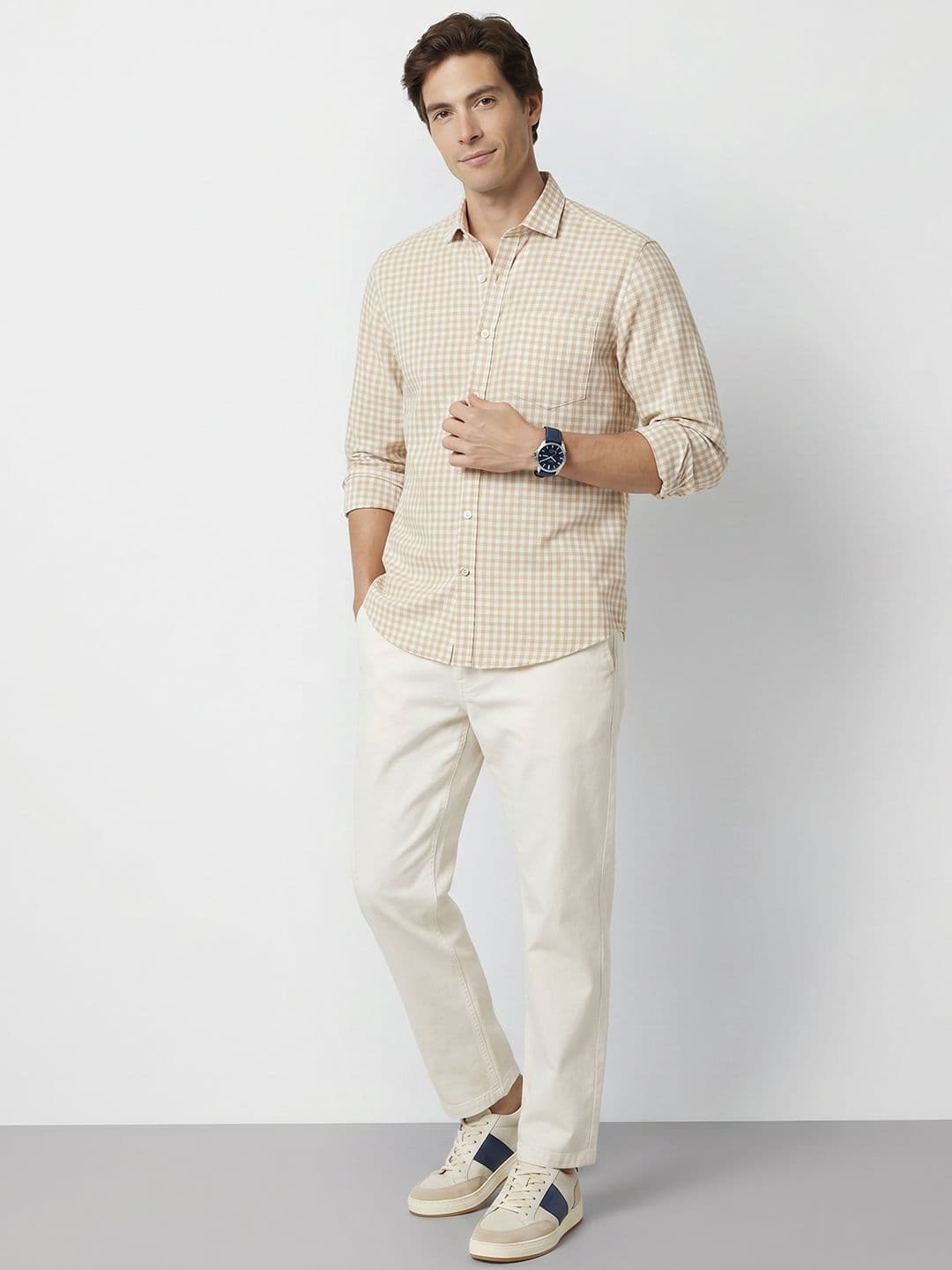 Mast & Harbour Checked Cotton Linen Casual Shirt thumbnail 5