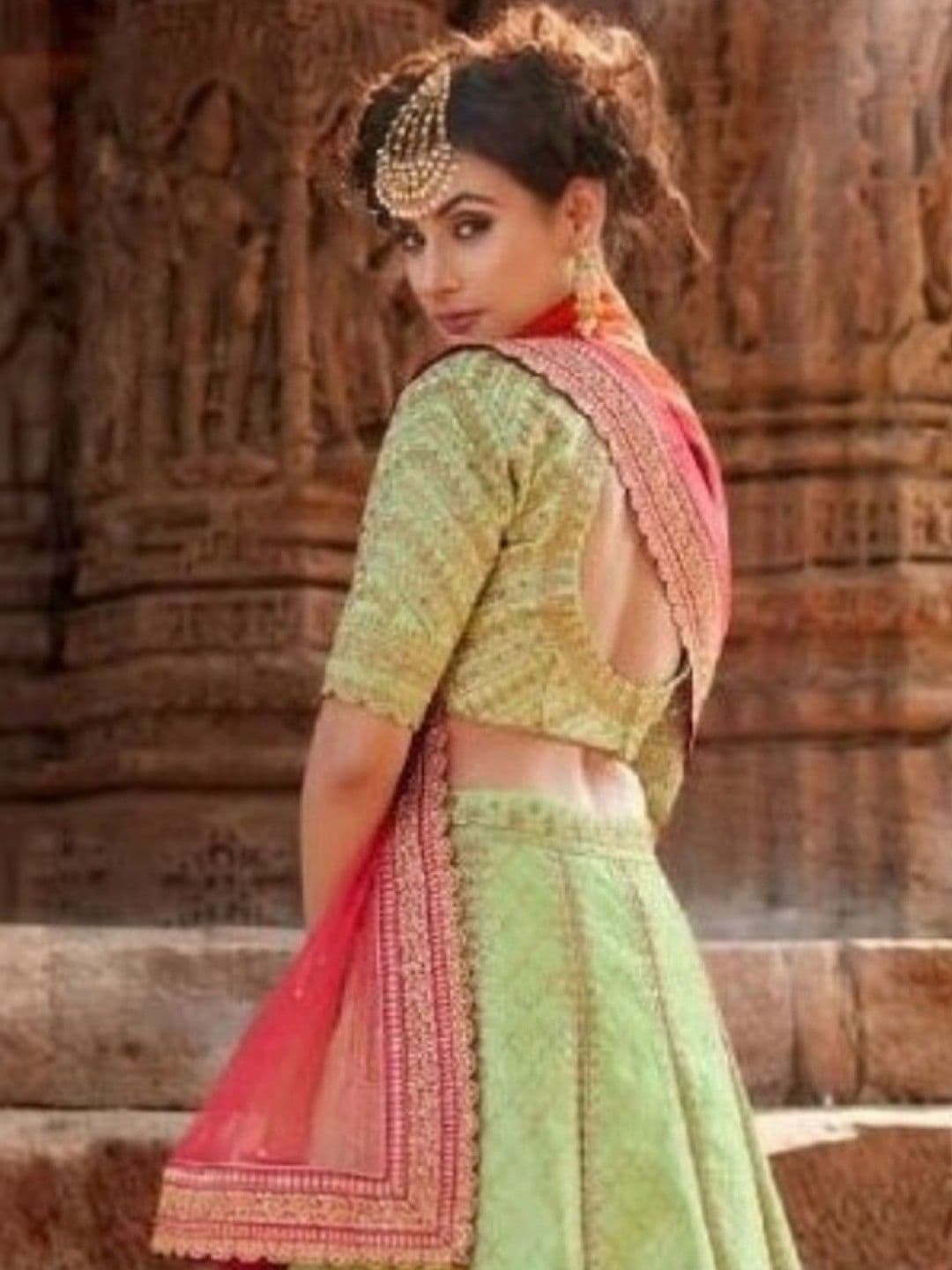 SUTRAAYA Embroidered Ready to Wear Silk Lehenga & Blouse With Dupatta thumbnail 4