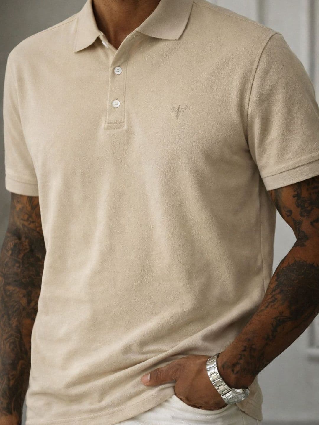 Utopium Men Brand Logo Polo Collar T-shirt thumbnail 2
