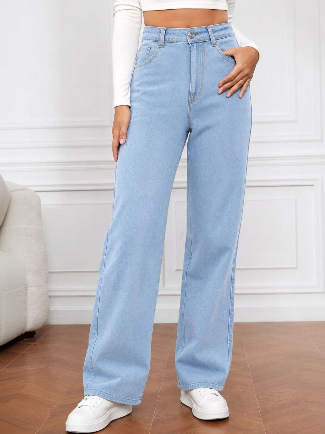 COY Women Comfort Relaxed Fit Mid-Rise Light Fade Jeans - view 1