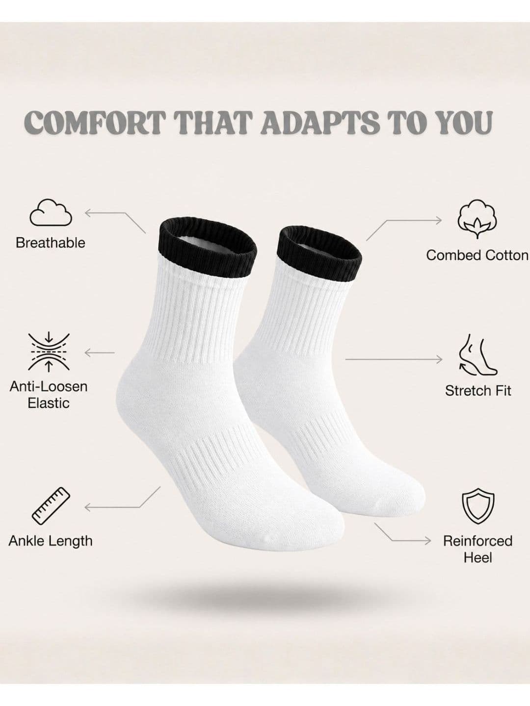 Sockscarving Unisex Pack of 3 Cotton Colourblocked Above Ankle Socks thumbnail 5